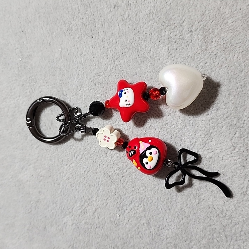 Cute Red and White Hello Kitty Keychain